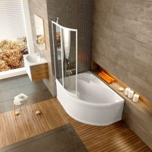 Шторка на ванну Ravak Supernova VSK2 Rosa 150 L 76L80100Z1 профиль Белый стекло Transparent