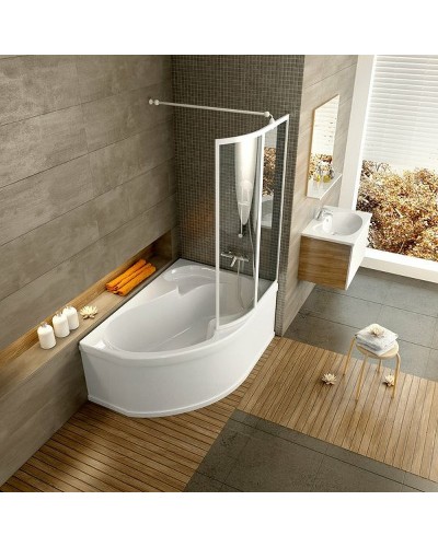 Шторка на ванну Ravak Supernova VSK2 Rosa 150 R 76P80100Z1 профиль Белый стекло Transparent