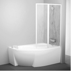 Шторка на ванну Ravak Supernova VSK2 Rosa 160 R 76P9010041 профиль Белый витраж пластик Rain