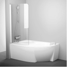Шторка на ванну Ravak Chrome CVSK1 Rosa 140/150 L 7QLM0100Y1 профиль Белый стекло Transparent