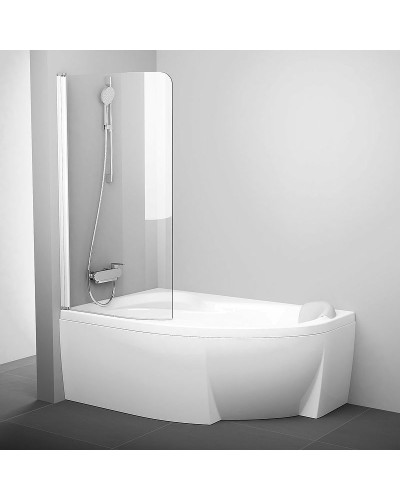 Шторка на ванну Ravak Chrome CVSK1 Rosa 140/150 L 7QLM0100Y1 профиль Белый стекло Transparent