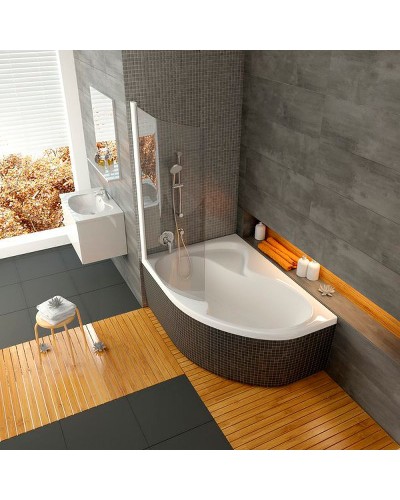 Шторка на ванну Ravak Chrome CVSK1 Rosa 160/170 L 7QLS0100Y1 профиль Белый стекло Transparent