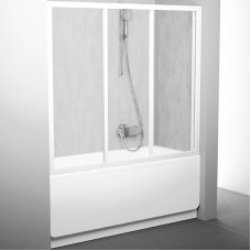 Шторка на ванну Ravak Supernova AVDP3-120 40VG010241 профиль Белый витраж пластик Rain