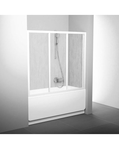 Шторка на ванну Ravak Supernova AVDP3-120 40VG010241 профиль Белый витраж пластик Rain