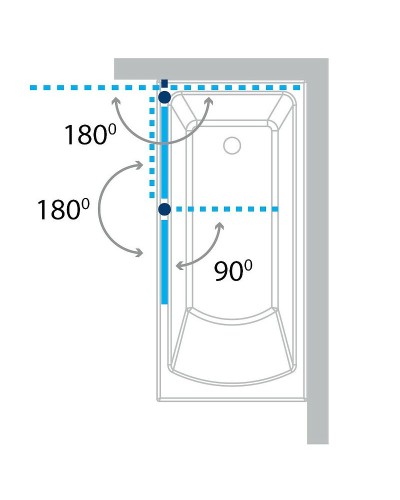 Шторка на ванну Koller Pool Waterfall Line 115 QP95 L профиль Хром стекло рифленое