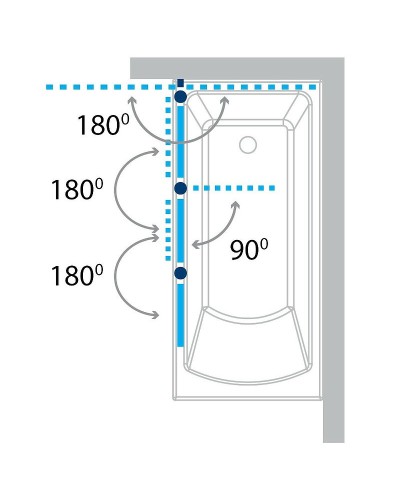 Шторка на ванну Koller Pool Waterfall Line 150 QP96 L профиль Хром стекло рифленое