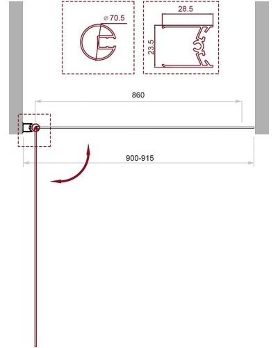Шторка на ванну BelBagno UNO-V-1-90/150-P-Cr профиль Хром стекло рифленое
