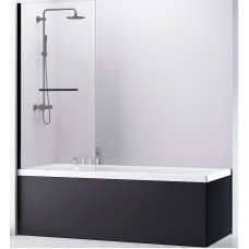 Шторка на ванну Abber Immer Offen 100х140 AG70100B профиль Черный стекло прозрачное