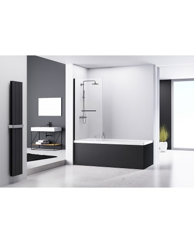 Шторка на ванну Abber Immer Offen 100х140 AG70100B профиль Черный стекло прозрачное