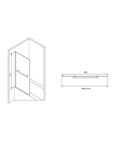 Шторка на ванну Abber Immer Offen 100х140 AG70100B профиль Черный стекло прозрачное