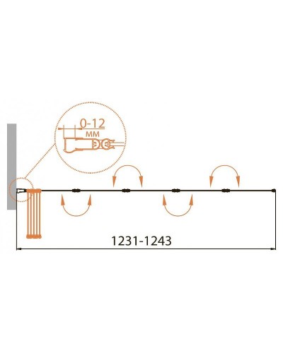 Шторка на ванну Cezares Relax 120 L RELAX-V-5-120/140-P-Bi-L профиль Серый стекло рифленое