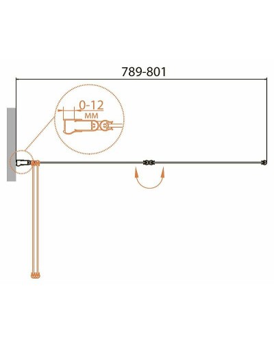 Шторка на ванну Cezares Relax 80 R RELAX-V-2-80/140-P-Bi-R профиль Серый стекло рифленое