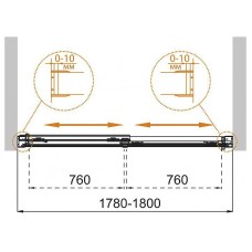 Шторка на ванну Cezares Tandem Soft 180 TANDEM-SOFT-VF-2-180/145-P-Cr профиль Хром стекло рифленое