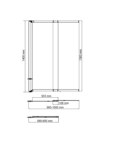 Шторка на ванну WasserKRAFT Dill 100 61S02-100WS профиль Черный стекло прозрачное