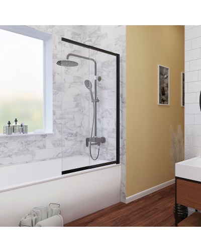 Шторка на ванну WasserKRAFT Dill 100 61S02-100WS профиль Черный стекло прозрачное