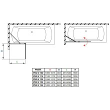 Шторка для ванны Radaway Nes PND II 100 L прозрачное