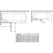 Шторка для ванны Radaway Essenza New Black PND II 130 L прозрачное