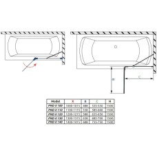 Шторка для ванны Radaway Essenza New Black PND II 140 R прозрачное