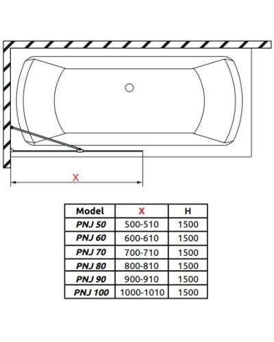 Шторка для ванны Radaway Idea Black PNJ 90 прозрачное