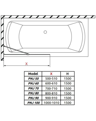 Шторка для ванны Radaway Idea PNJ 80 10001080-01-01 прозрачное
