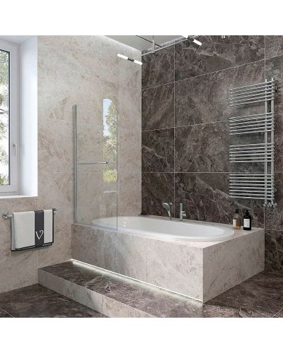 Шторка на ванну Veconi Palau 90 PL79-90-01-C4 профиль Хром стекло прозрачное