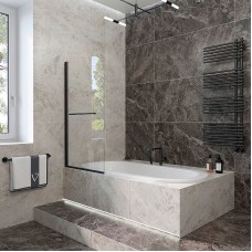 Шторка на ванну Veconi Palau 70 PL79B-70-01-C4 профиль Черный матовый стекло прозрачное