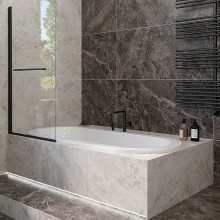 Шторка на ванну Veconi Palau 90 PL79B-90-01-C4 профиль Черный матовый стекло прозрачное