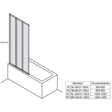 Шторка на ванну Veconi Palau 90 L PL73L-90-01-19C4 профиль Хром стекло прозрачное