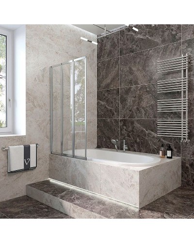 Шторка на ванну Veconi Palau 120 L PL73L-120-01-19C4 профиль Хром стекло прозрачное