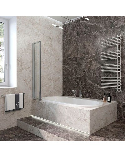 Шторка на ванну Veconi Palau 120 L PL73L-120-01-19C4 профиль Хром стекло прозрачное