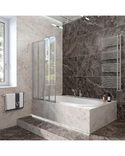 Шторка на ванну Veconi Palau 120 L PL74L-120-01-19C4 профиль Хром стекло прозрачное