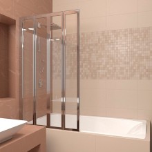 Шторка на ванну Veconi Palau 120 L PL74L-120-01-19C4 профиль Хром стекло прозрачное