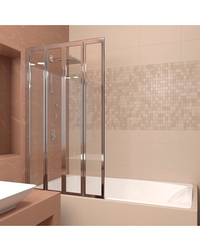 Шторка на ванну Veconi Palau 120 L PL74L-120-01-19C4 профиль Хром стекло прозрачное