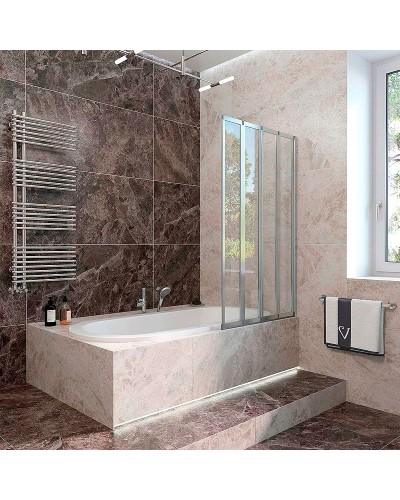 Шторка на ванну Veconi Palau 120 R PL74R-120-01-19C4 профиль Хром стекло прозрачное