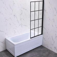 Шторка на ванну Veconi Palau 70 R PL77R-70-01-C6 профиль Черный матовый стекло прозрачное