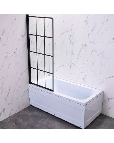 Шторка на ванну Veconi Palau 70 L PL77L-70-01-C6 профиль Черный матовый стекло прозрачное