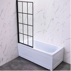 Шторка на ванну Veconi Palau 90 L PL77L-90-01-C6 профиль Черный матовый стекло прозрачное