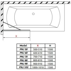 Шторка для ванны Radaway Modo New PNJ 70 прозрачное
