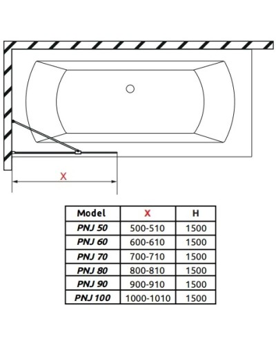 Шторка для ванны Radaway Modo New PNJ 70 прозрачное