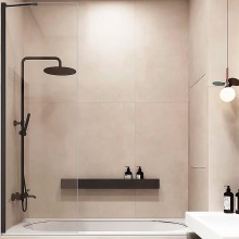 Шторка на ванну Veconi Palau 70 PL84B-70-01-C7 профиль Черный матовый стекло прозрачное