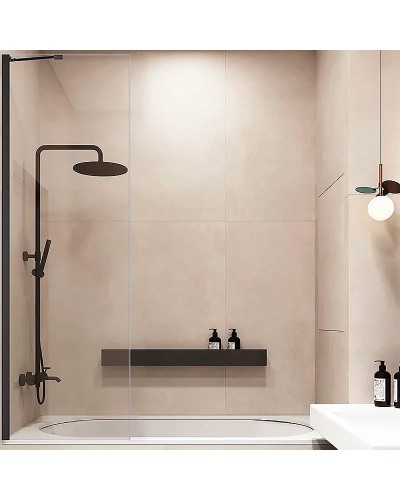 Шторка на ванну Veconi Palau 70 PL84B-70-01-C7 профиль Черный матовый стекло прозрачное