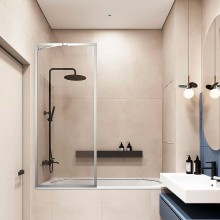 Шторка на ванну Veconi Palau 70 PL85-70-01-C7 профиль Хром стекло прозрачное