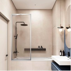 Шторка на ванну Veconi Palau 80 PL85-80-01-C7 профиль Хром стекло прозрачное