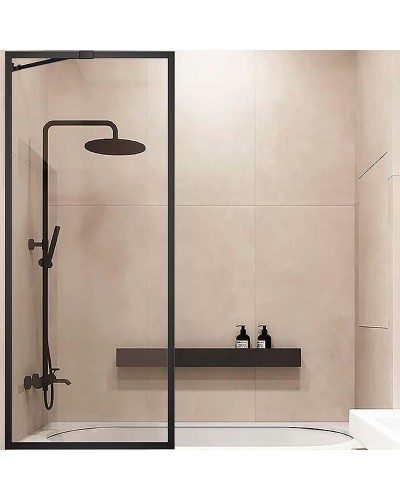 Шторка на ванну Veconi Palau 80 PL85B-80-01-C7 профиль Черный матовый стекло прозрачное
