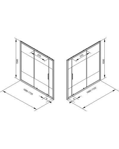 Шторка на ванну Aquanet Practic 170х70 254251 профиль Хром стекло прозрачное с шелкографией