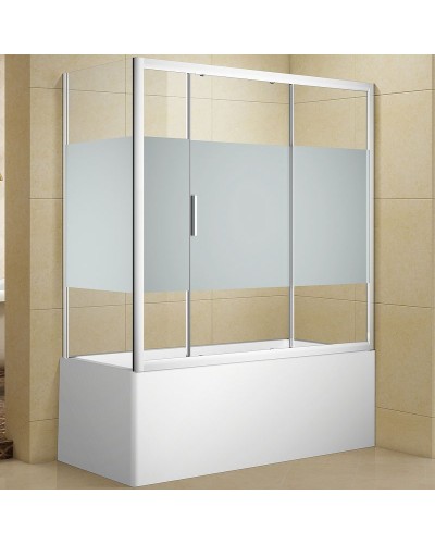 Шторка на ванну Aquanet Practic 150х70 254245 профиль Хром стекло прозрачное с шелкографией