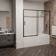 Шторка на ванну RGW Screens SC-45-B 170x150 34114517-14 профиль Черный стекло прозрачное