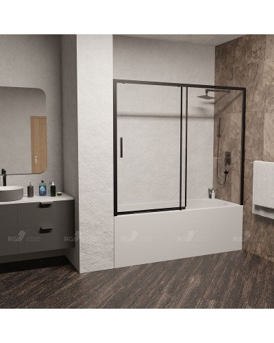 Шторка на ванну RGW Screens SC-45-B 170x150 34114517-14 профиль Черный стекло прозрачное