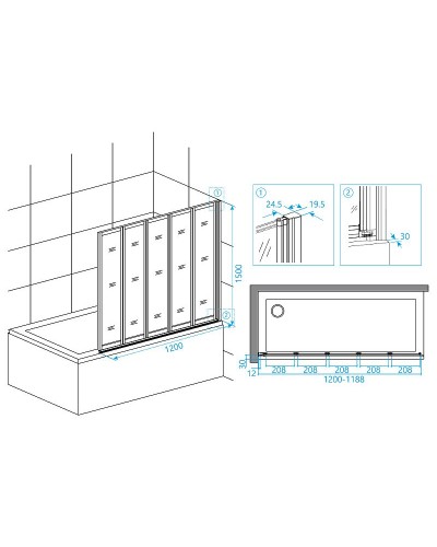 Шторка на ванну RGW Screens SC-22B 120x150 03112212-14 профиль Черный стекло прозрачное