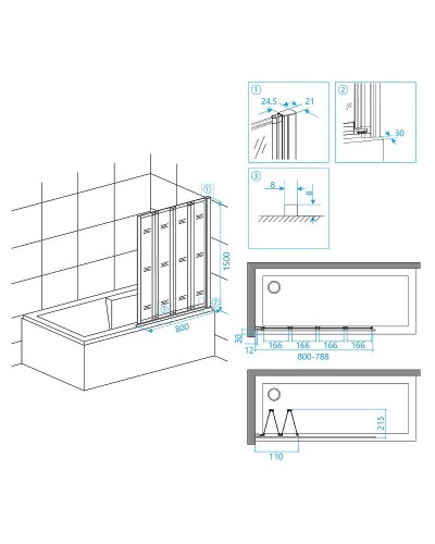 Шторка на ванну RGW Screens SC-23B 80x150 03112308-14 профиль Черный стекло прозрачное